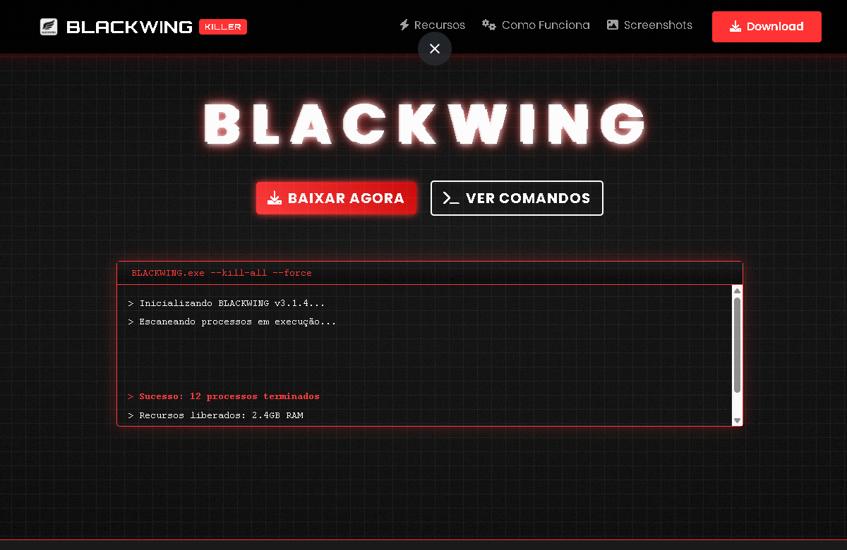 Logo do BlackWing - Gerenciador de processos do Windows