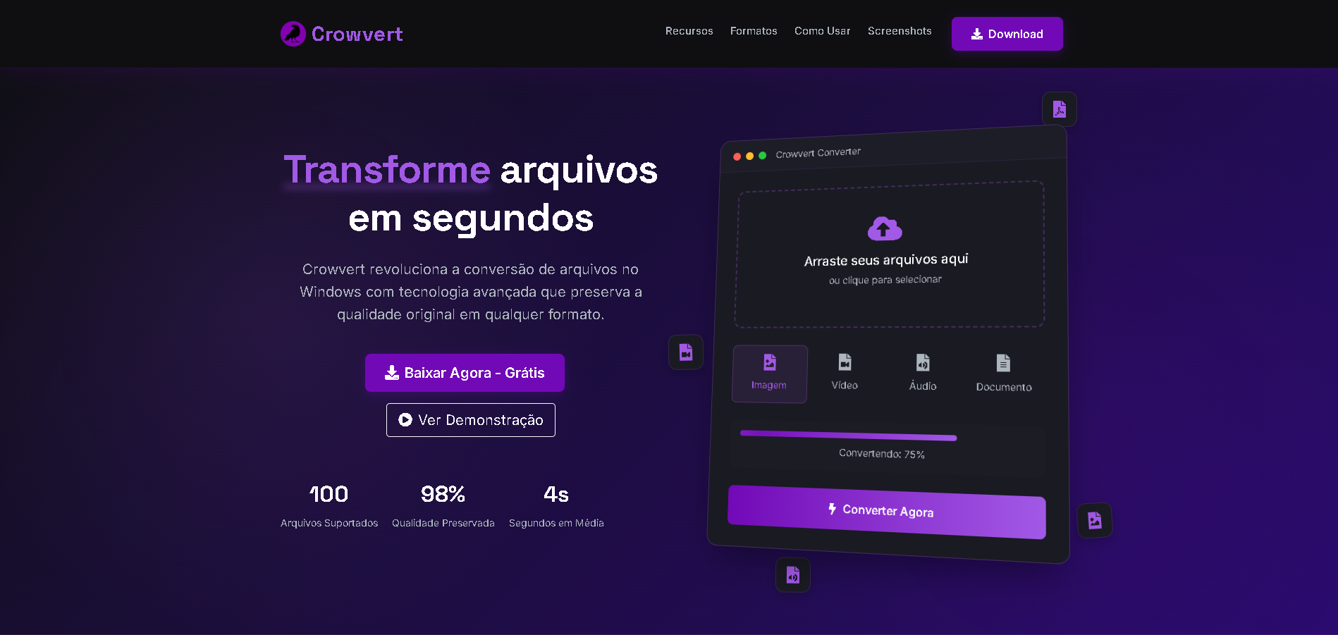 Logo do Crowvert - Conversor de arquivos em massa com interface gráfica