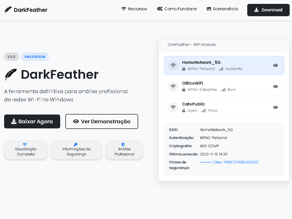 Logo do DarkFeather - Visualizador de redes Wi-Fi salvas no Windows